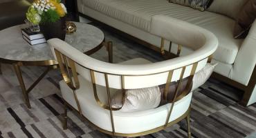 别墅定制型香槟金不锈钢家具