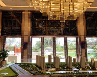 许昌售楼部红古铜不锈钢屏风背景墙